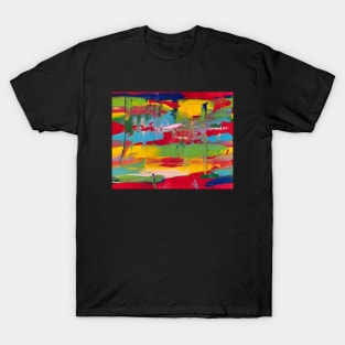 Red Abstract Smeared Painting T-Shirt